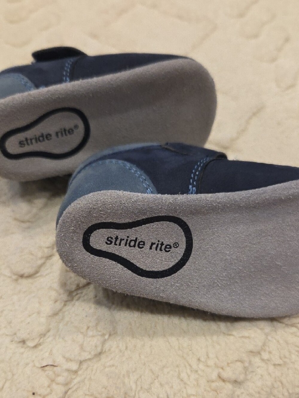 Stride Rite Navy Blue Leather Baby Moccasin with Hook-and-Loop Strap - Picture 3 of 3